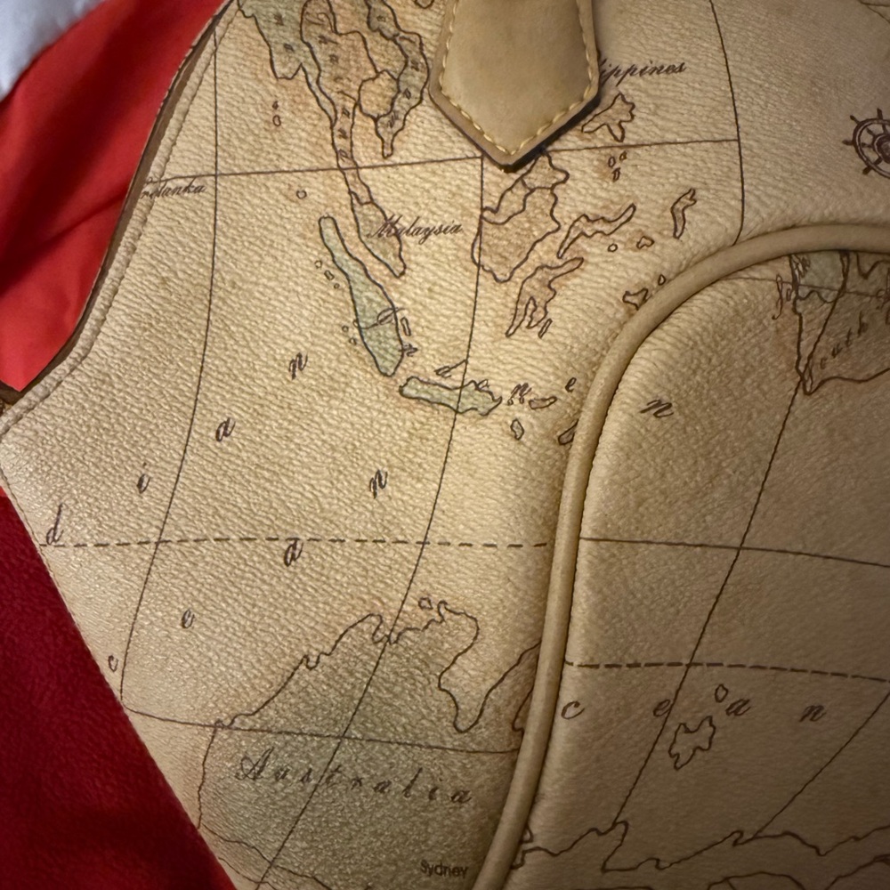 Tan Map Print Clutch - image 3